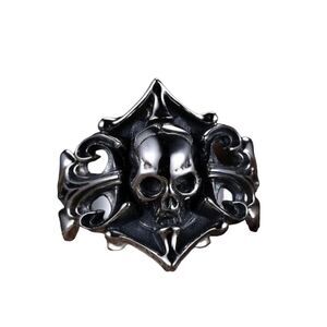 Brand New Silver Skull King Ring Adjustable Size